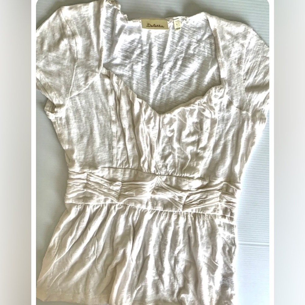 Anthropologie Soft White Cotton Empire Waist Top Small